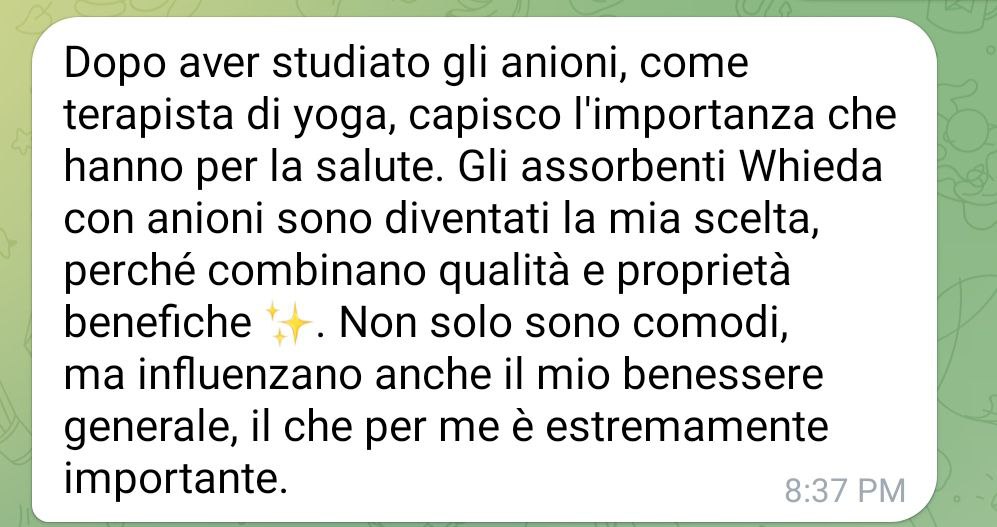 Gli assorbenti con anioni come un beneficio per la salute