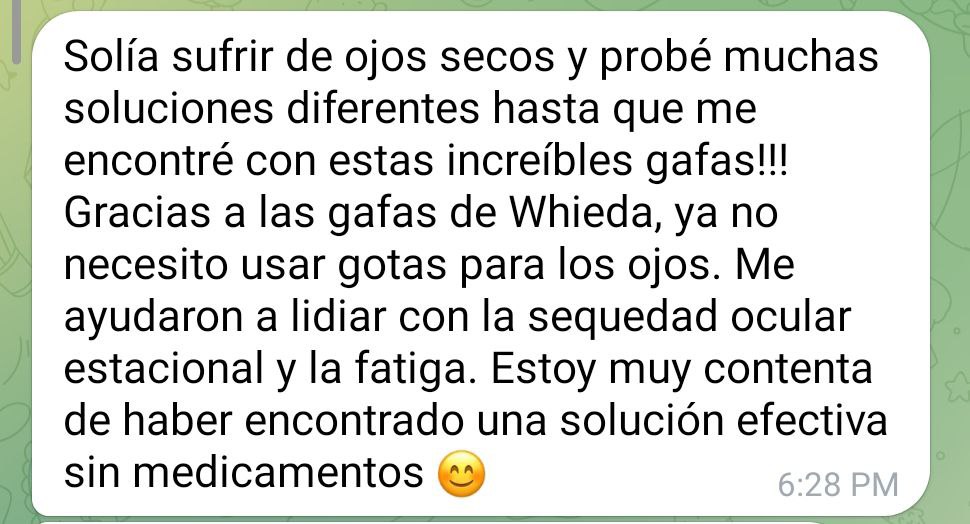 Ya no es necesario usar gotas para los ojos después de usar las gafas