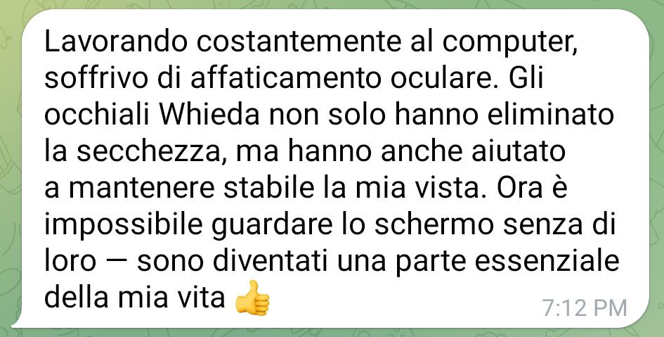 Gli occhiali offrono una sensazione di protezione